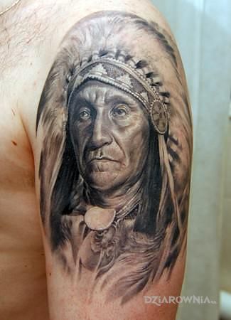 Tatuaż portret indianina - twarze