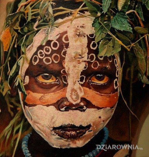 Tatuaż afrykańskie dziecko - twarze