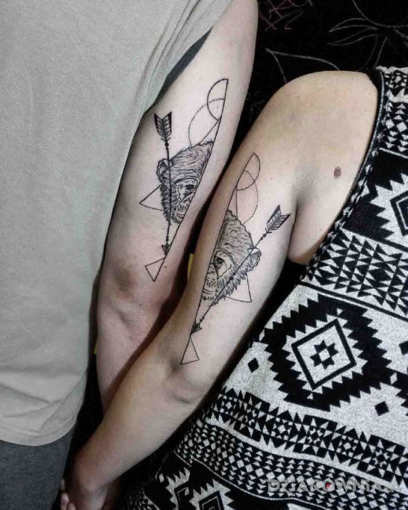 Tatuaż dwie małpki - zwierzęta