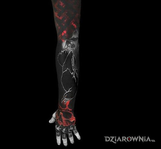 Tatuaż kruczoczarny - czaszki