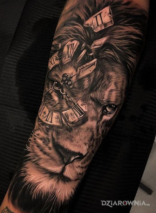 Tatuaż lew czasu - zwierzęta