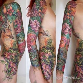 Lis w towarzystwie pięknych kwiatów