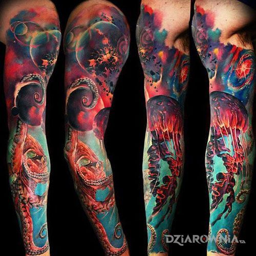 Tatuaż woda i kosmos - 3D