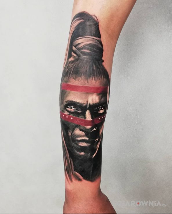 Tatuaż wojownikprzywodca - kolorowe