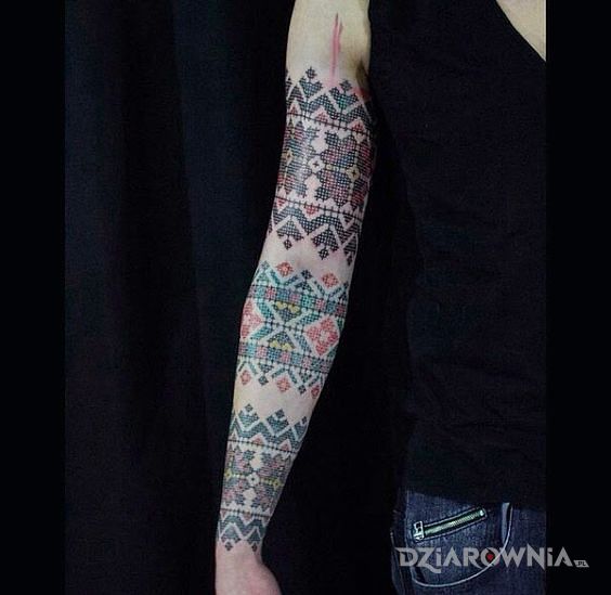 Tatuaż haftowany rękaw - kolorowe