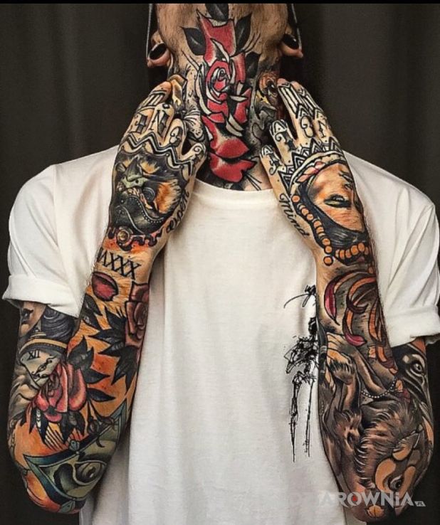 Tatuaż oldschool bwoy - kolorowe