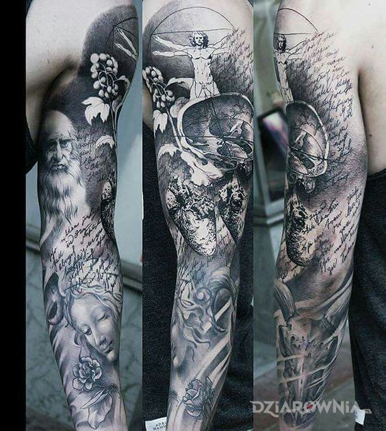 Tatuaż leonardo da vinci - twarze