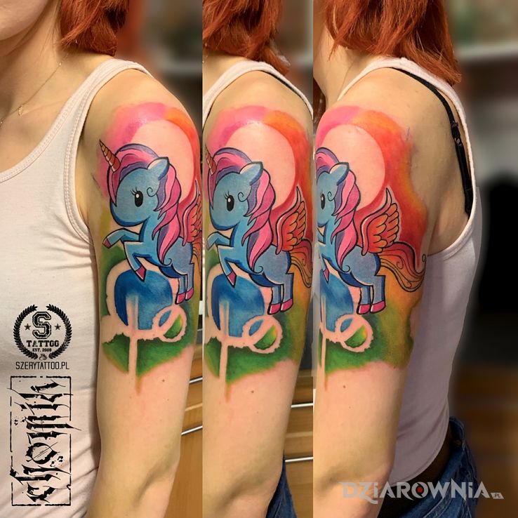 Tatuaż jednorożec - kolorowe