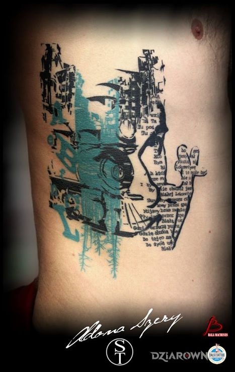 Tatuaż biała lokomotywa - trash polka