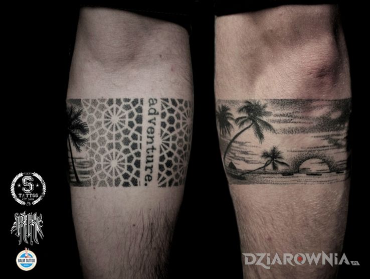 Tatuaż opaska na przedramieniu - haftowane