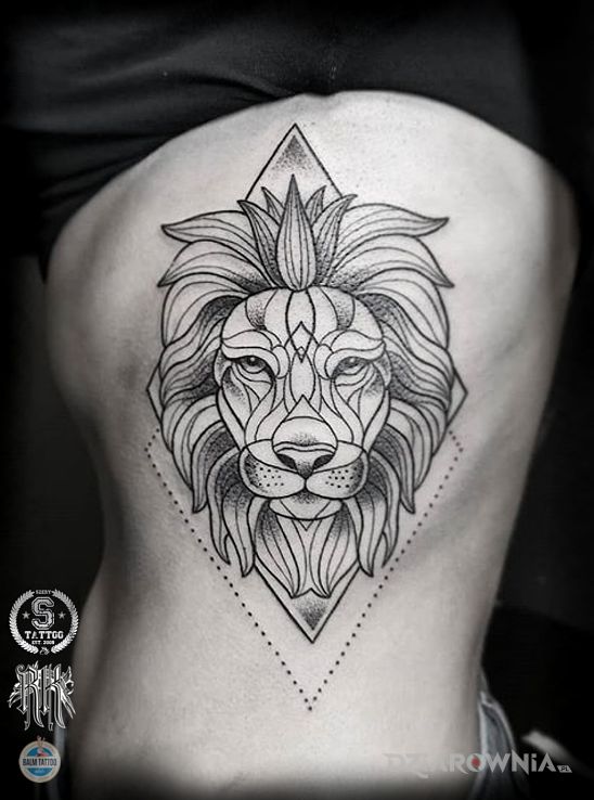 Tatuaż lew w geometrii - zwierzęta