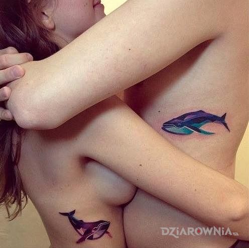 Tatuaż dwa walenie - zwierzęta